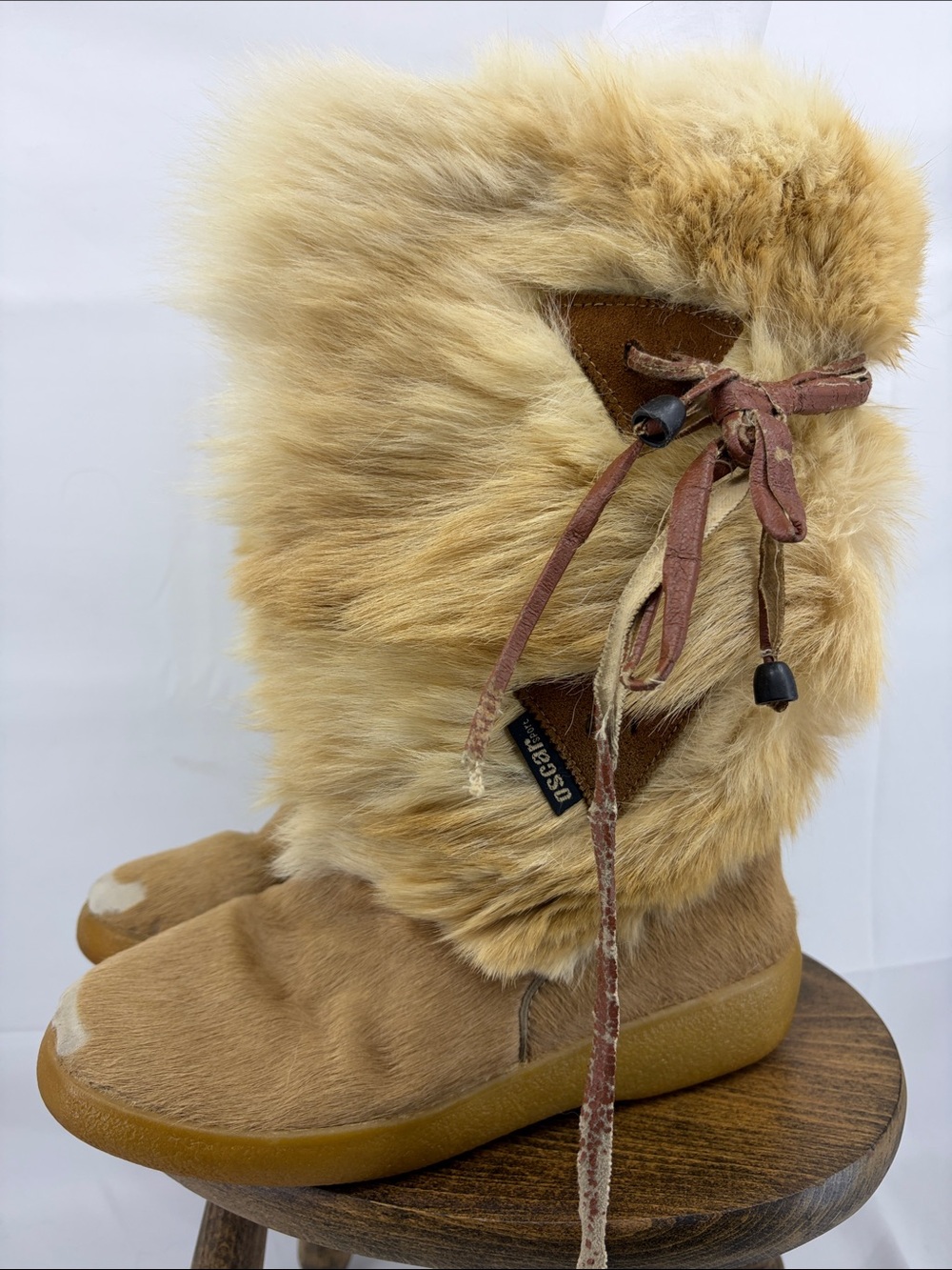 Vintage Oscar Sport Taiga Fur Mid-Calf Winter Statement Après Ski Boots, EU 39